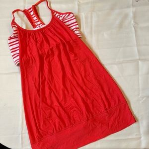 Lululemon No Limits Tank Red and White sz 12